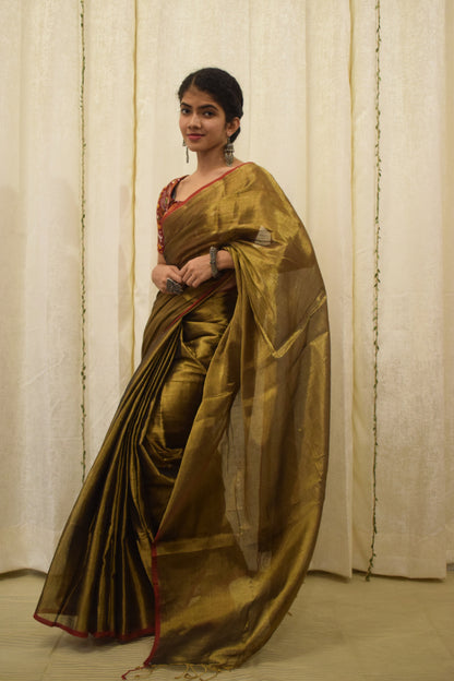 Anaghā - Gold Mul-Zari Tissue Saree