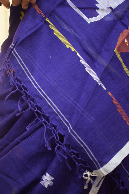 Kamakshi-Violet Cotton Jamdani Saree