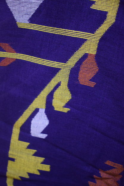 Kamakshi-Violet Cotton Jamdani Saree