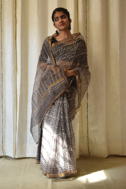 Bhoomija: Earthy Brown Kota Doria Saree