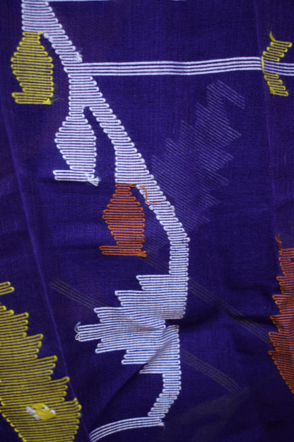 Kamakshi-Violet Cotton Jamdani Saree