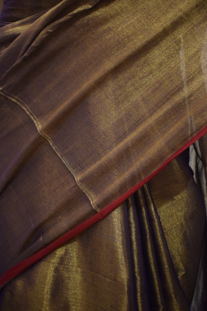 Rukmini : Gold-Lavender Mul-Zari Tissue Saree