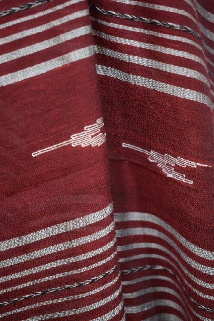 Ravipriya: Maroon Mulmul Buti Saree