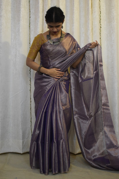 Ramya: Lavender Mul-Zari Tissue Saree