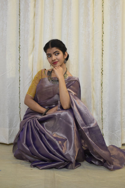 Ramya: Lavender Mul-Zari Tissue Saree