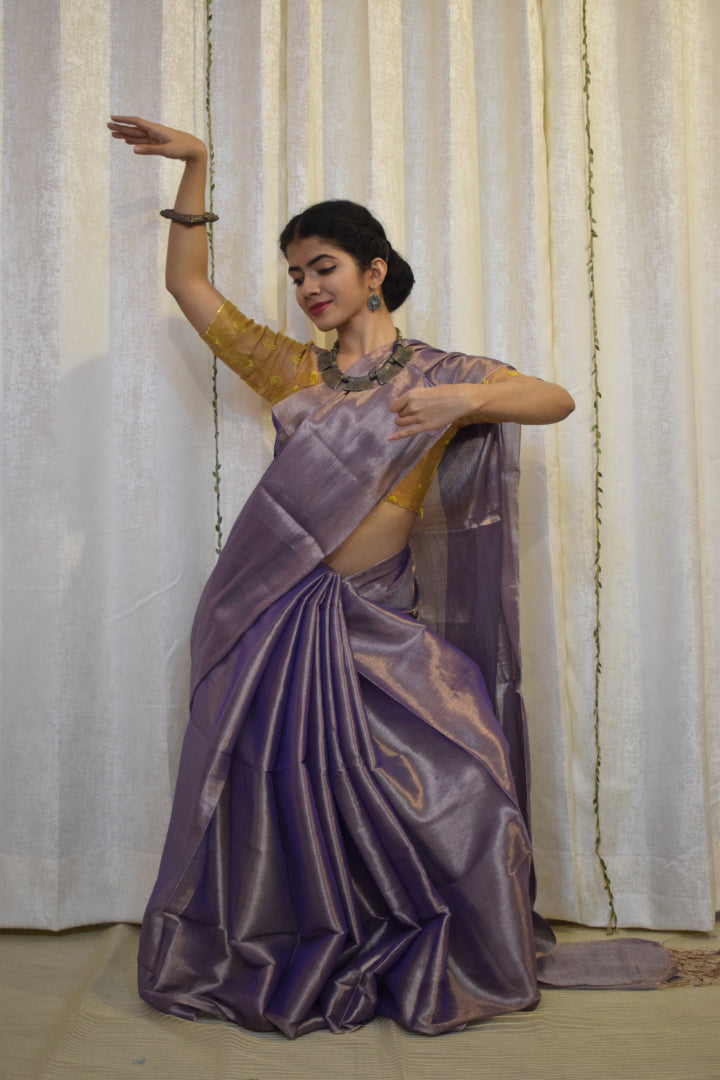 Ramya: Lavender Mul-Zari Tissue Saree