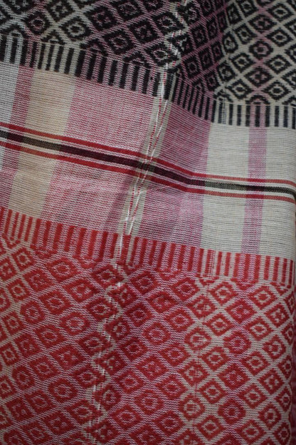 Toshani: Red & Grey Dhaniakhali Cotton Saree