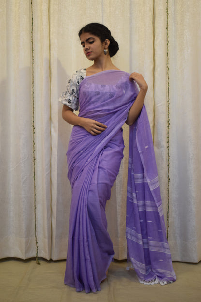 Aparajita: Lavender Mulmul Buti Saree