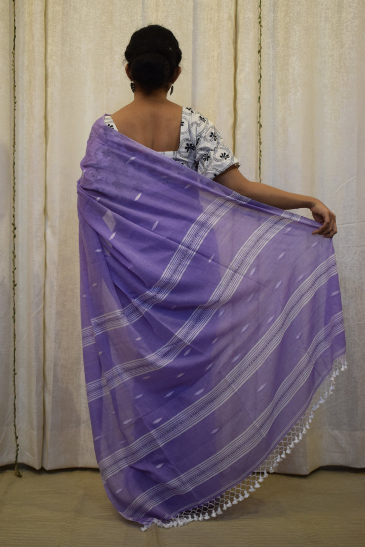 Aparajita: Lavender Mulmul Buti Saree