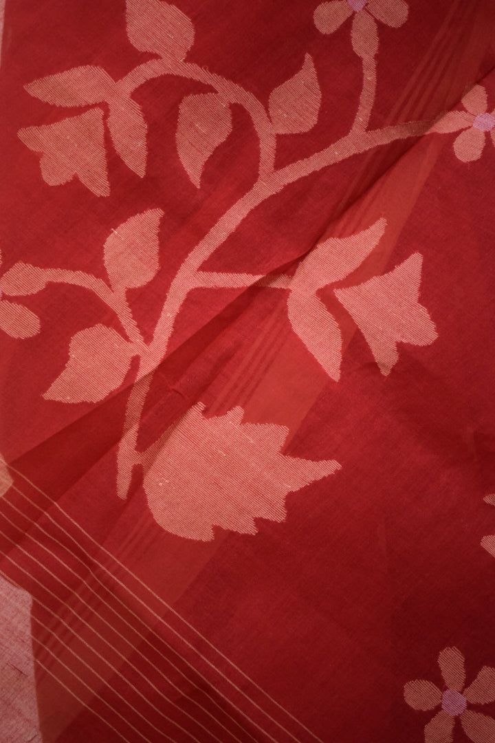 Rati- Red Cotton Jamdani Saree