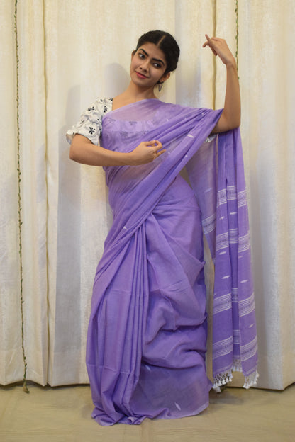 Aparajita: Lavender Mulmul Buti Saree