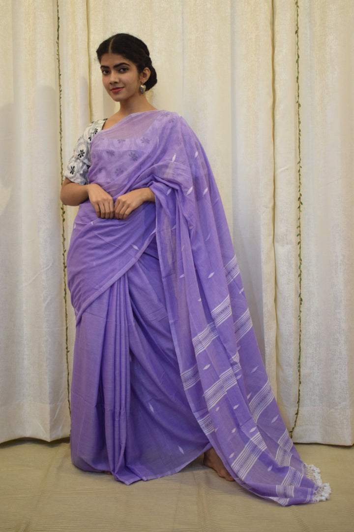 Aparajita: Lavender Mulmul Buti Saree