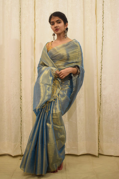 Devkanya- Sapphire Blue Mul-Zari Tissue Saree