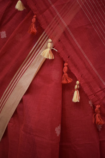 Rati- Red Cotton Jamdani Saree