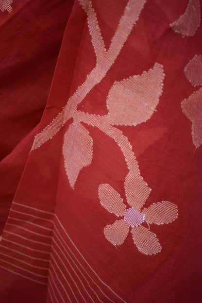 Rati- Red Cotton Jamdani Saree