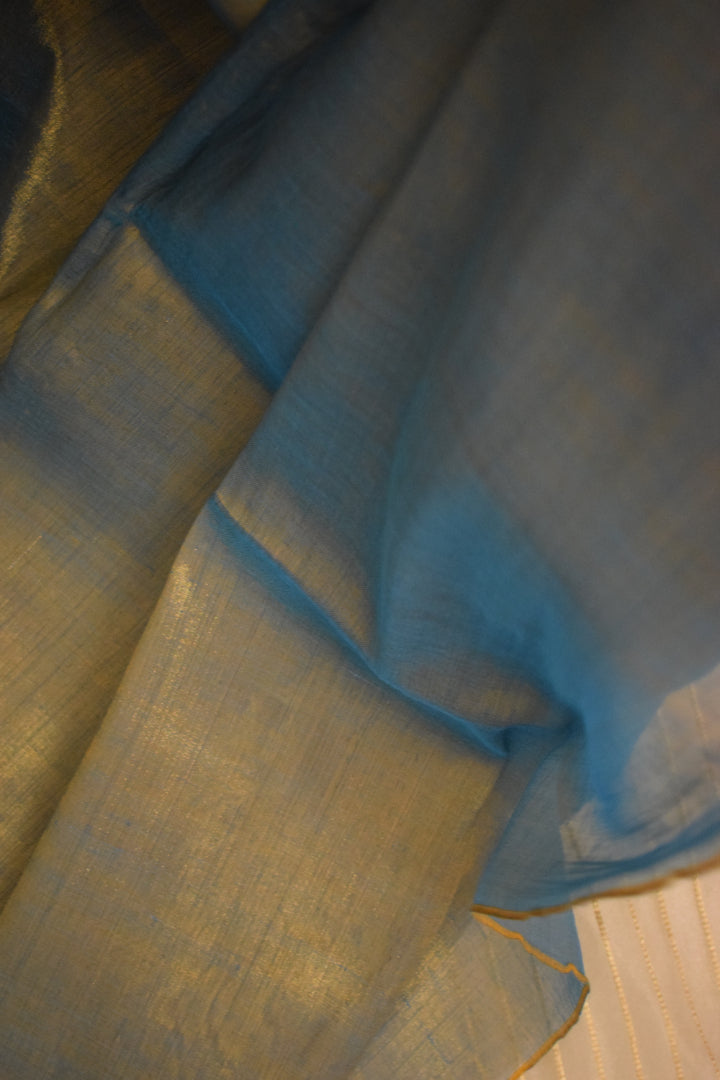 Devkanya- Sapphire Blue Mul-Zari Tissue Saree