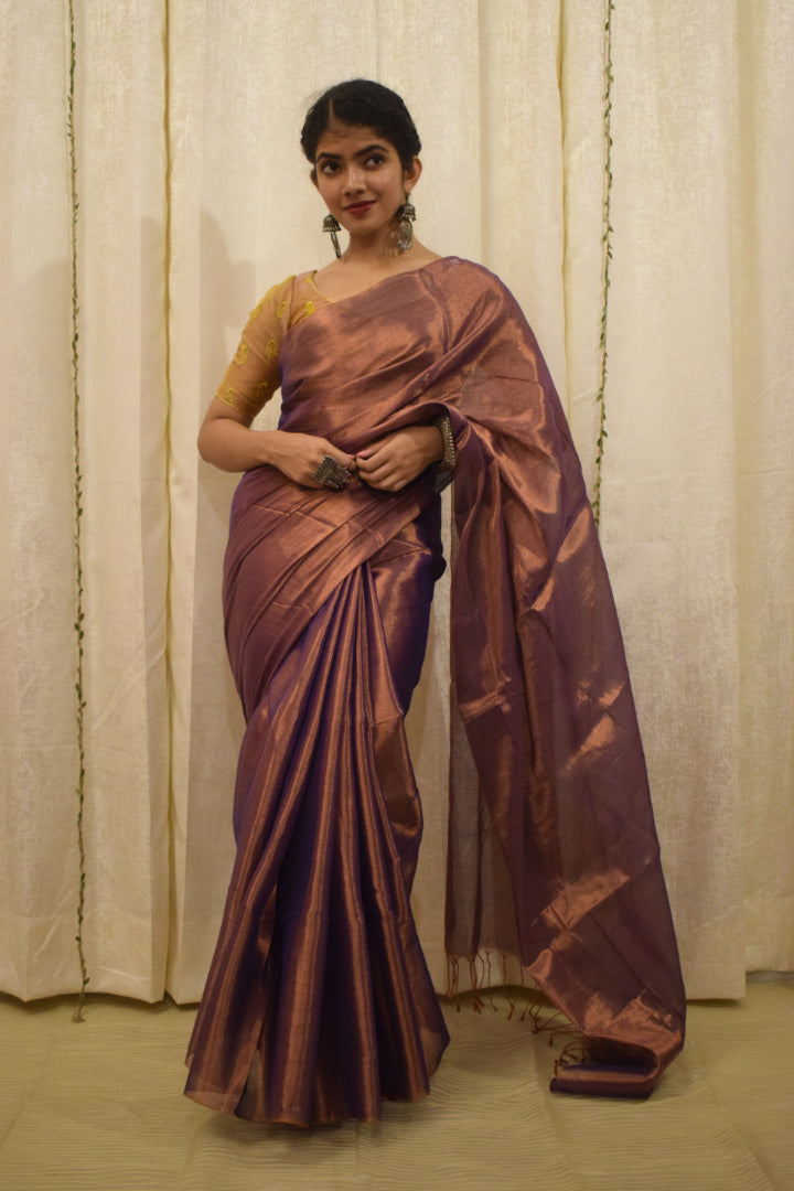 Tāmrā- Copper Mul-Zari Tissue Saree