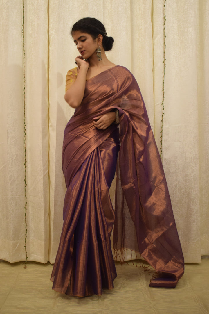 Tāmrā- Copper Mul-Zari Tissue Saree