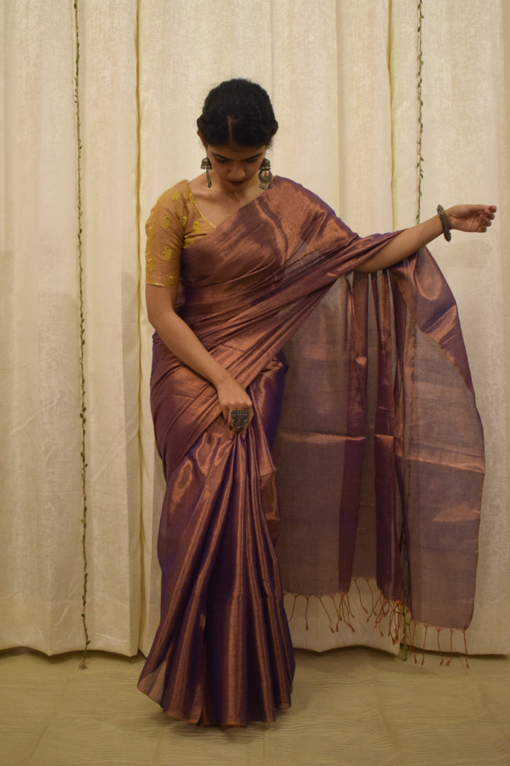 Tāmrā- Copper Mul-Zari Tissue Saree