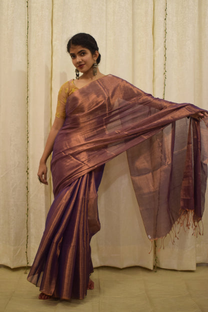 Tāmrā- Copper Mul-Zari Tissue Saree