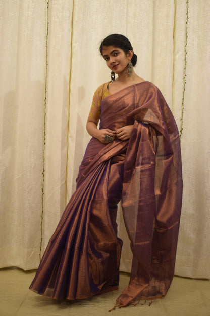 Tāmrā- Copper Mul-Zari Tissue Saree