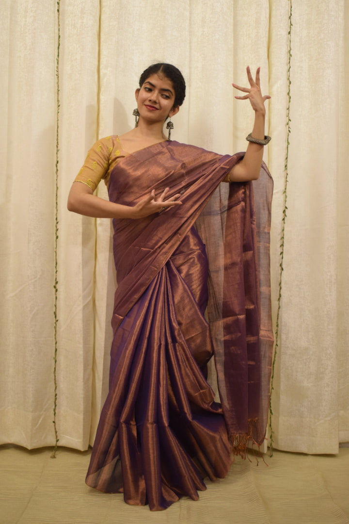 Tāmrā- Copper Mul-Zari Tissue Saree