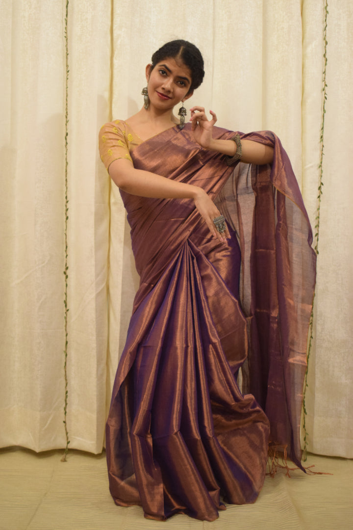 Tāmrā- Copper Mul-Zari Tissue Saree