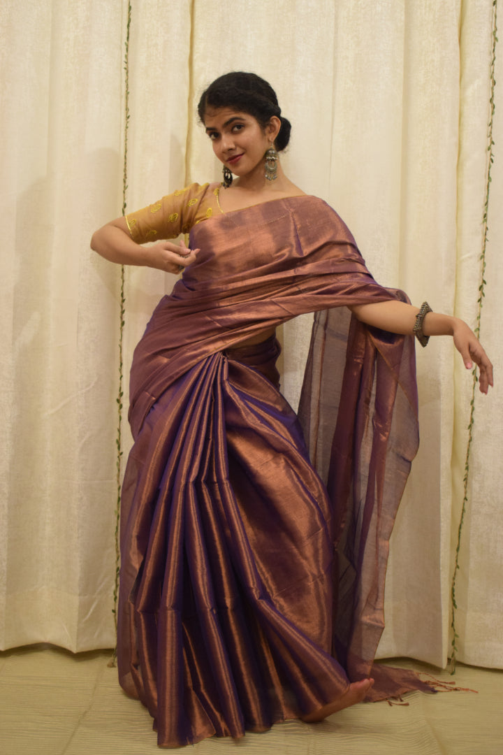 Tāmrā- Copper Mul-Zari Tissue Saree