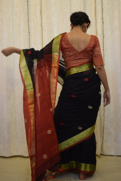 Shrisha- Black Linen Jamdani Saree