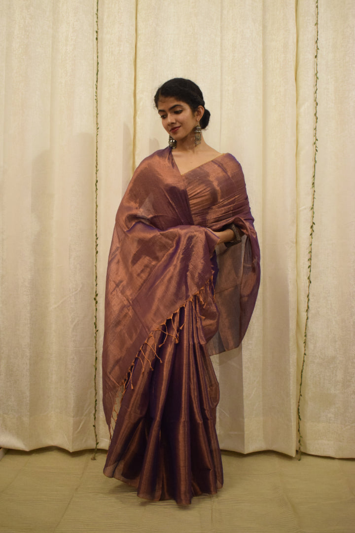 Tāmrā- Copper Mul-Zari Tissue Saree