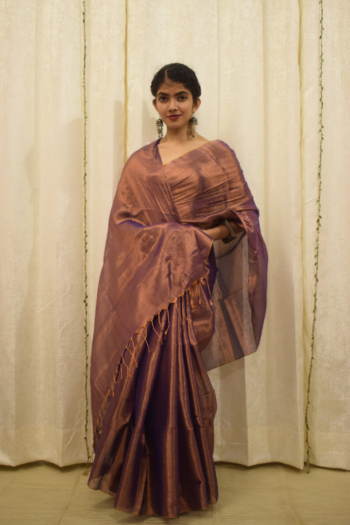 Tāmrā- Copper Mul-Zari Tissue Saree