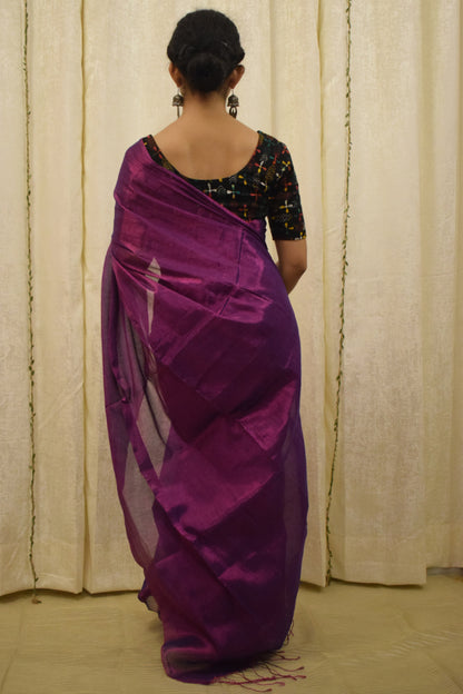 Tilottama- Magenta Mul-Zari Tissue Saree