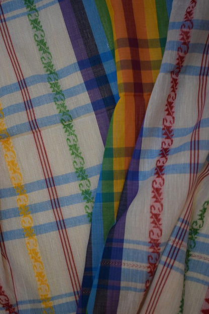 Indradhanush: Multicoloured Dhaniakhali Cotton Saree