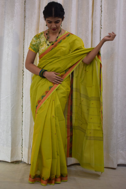 Dakshina: Green Cotton Chettinadu Saree