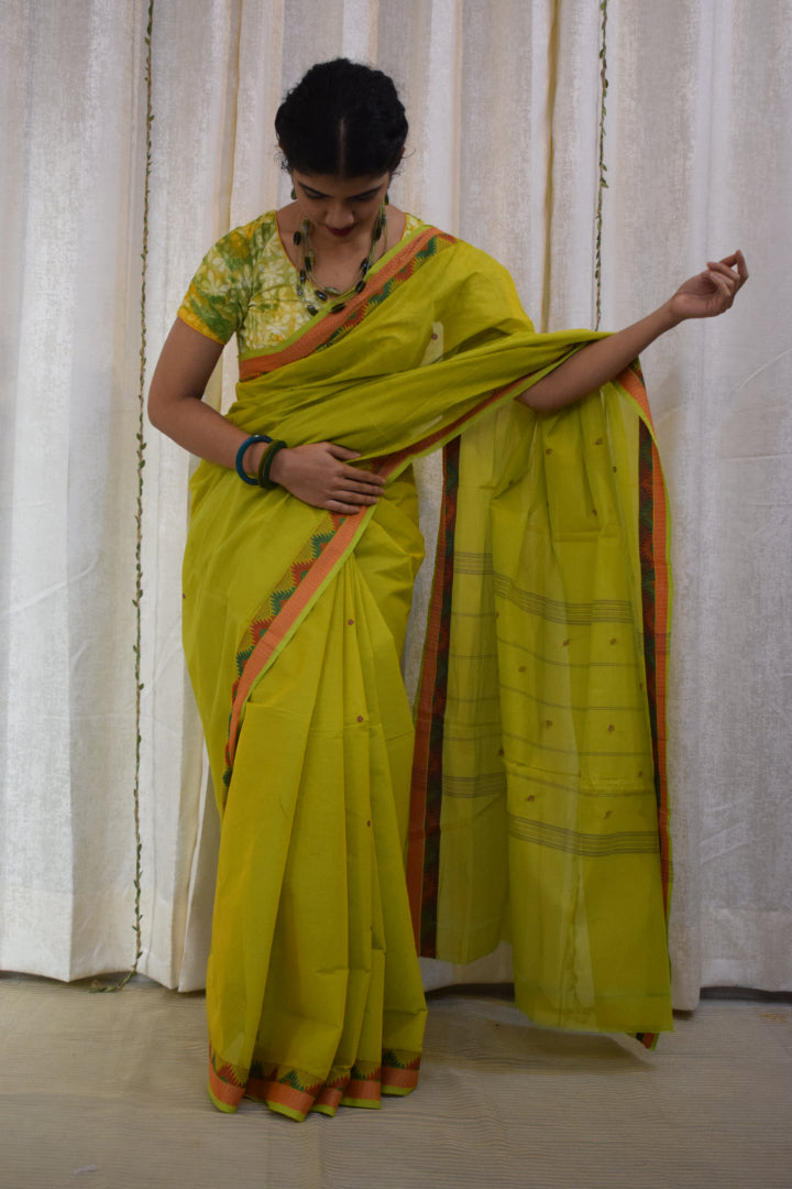 Dakshina: Green Cotton Chettinadu Saree