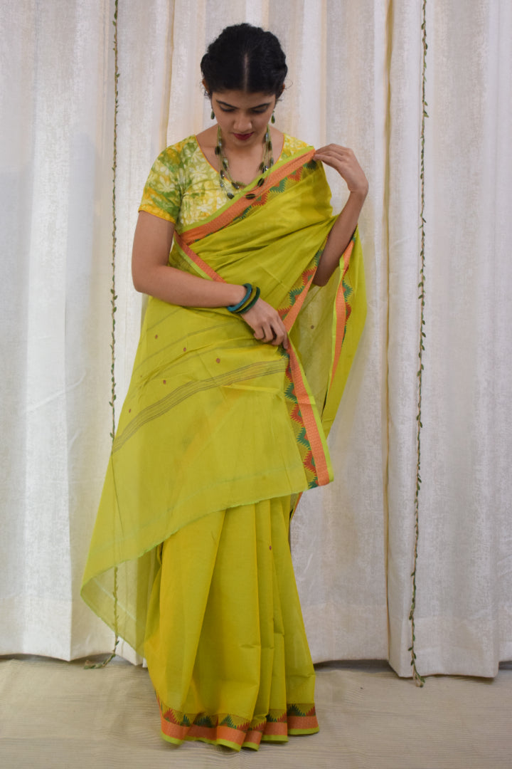 Dakshina: Green Cotton Chettinadu Saree