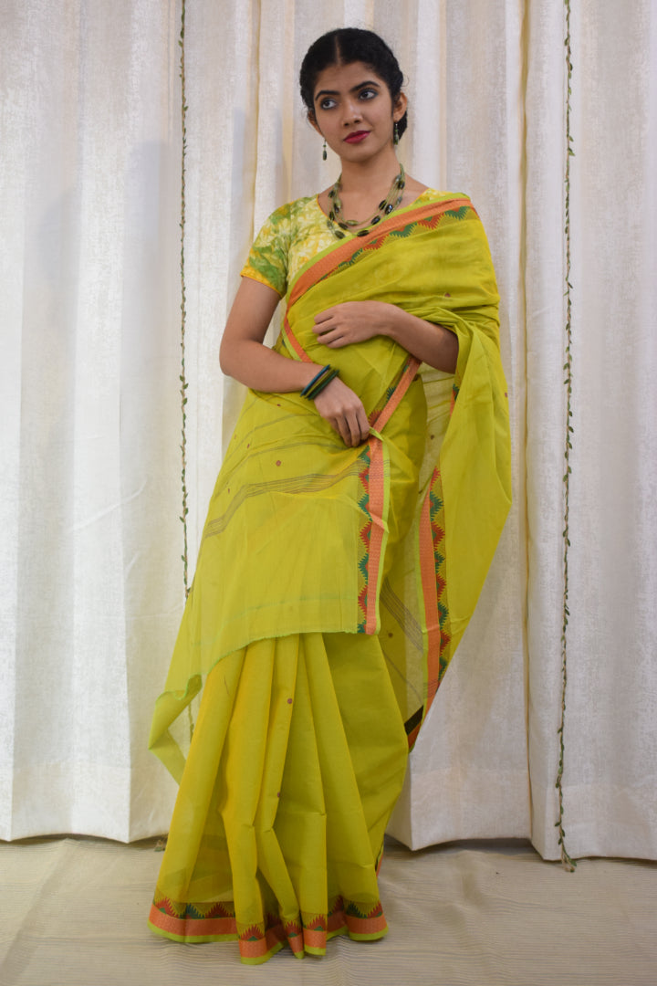 Dakshina: Green Cotton Chettinadu Saree