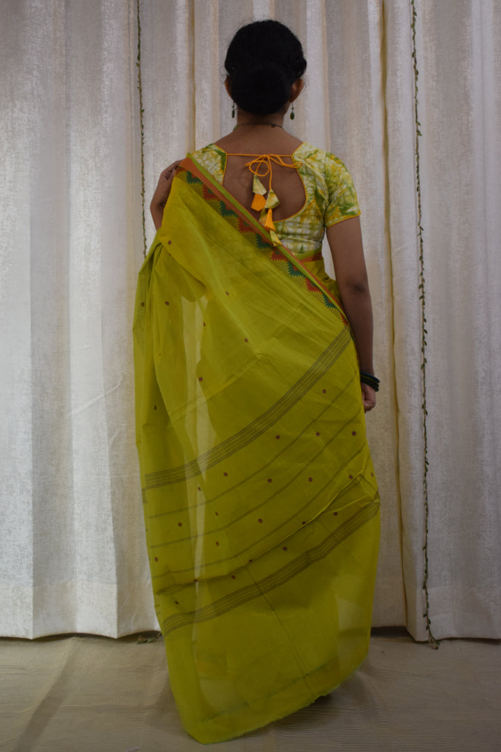 Dakshina: Green Cotton Chettinadu Saree