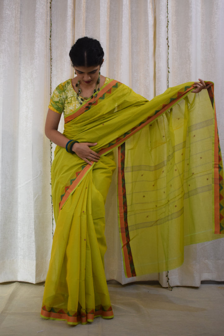 Dakshina: Green Cotton Chettinadu Saree