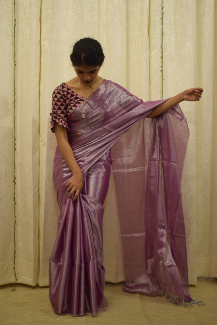 Nabhanya- Mauve Mul-Zari Saree