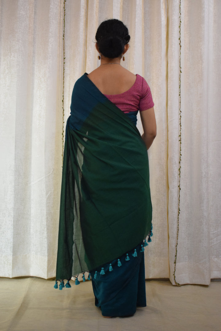 Deeksha: Midnight Green Cotton Saree