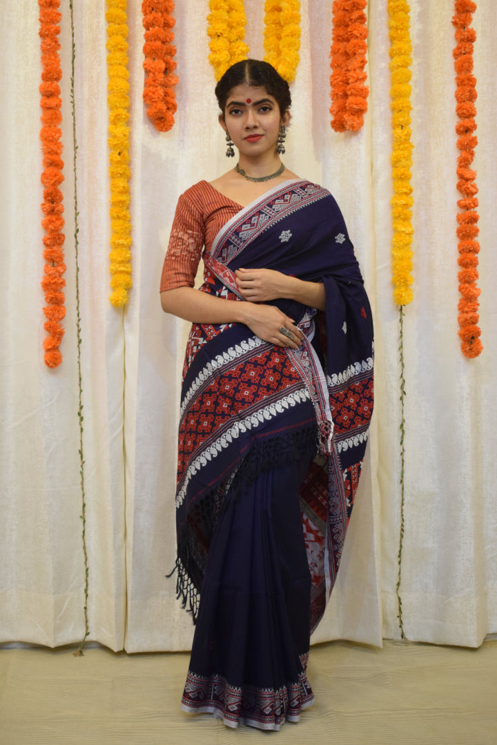 Drishita- Blue Assamese Cotton Saree