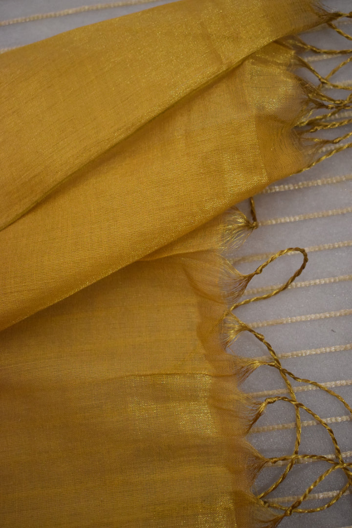 Maithili: Saffron Mul-Zari Tissue Saree