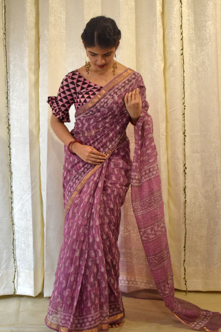 Sirisha: Pink Kota Doria Saree