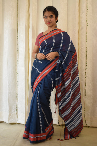 Neelimā: Blue Begumpuri Cotton Saree