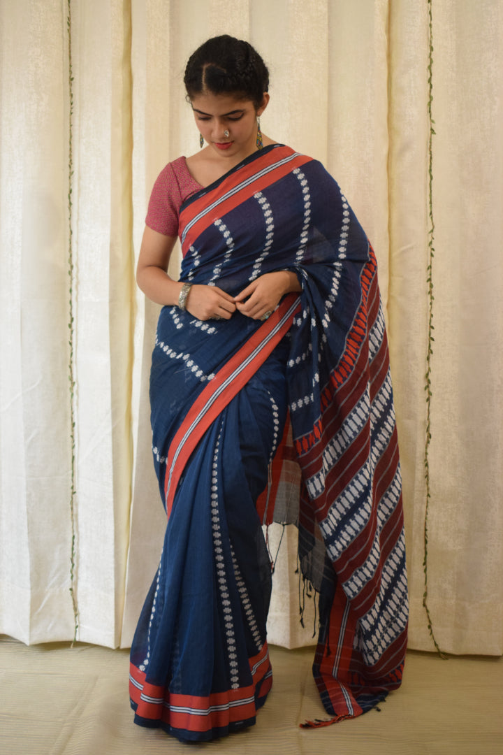 Neelimā: Blue Begumpuri Cotton Saree