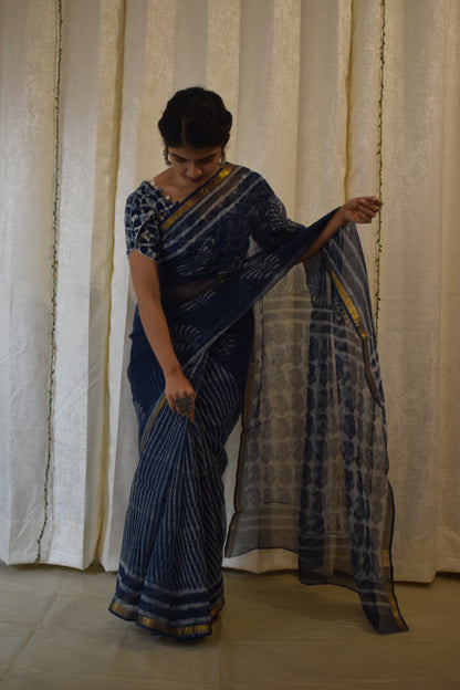 Kashyapi: Indigo Kota Doria Saree