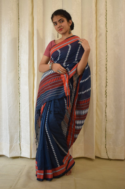 Neelimā: Blue Begumpuri Cotton Saree