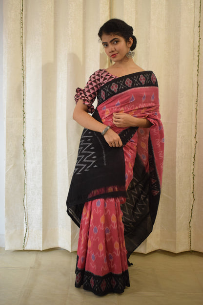 Dhriti- Pink Pochampally Cotton Ikat Saree