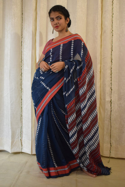 Neelimā: Blue Begumpuri Cotton Saree